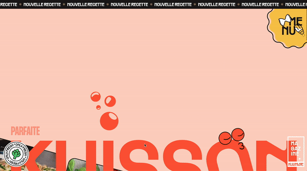 Website einer Lebensmittelmarke mit benutzerdefiniertem Cursor-Design